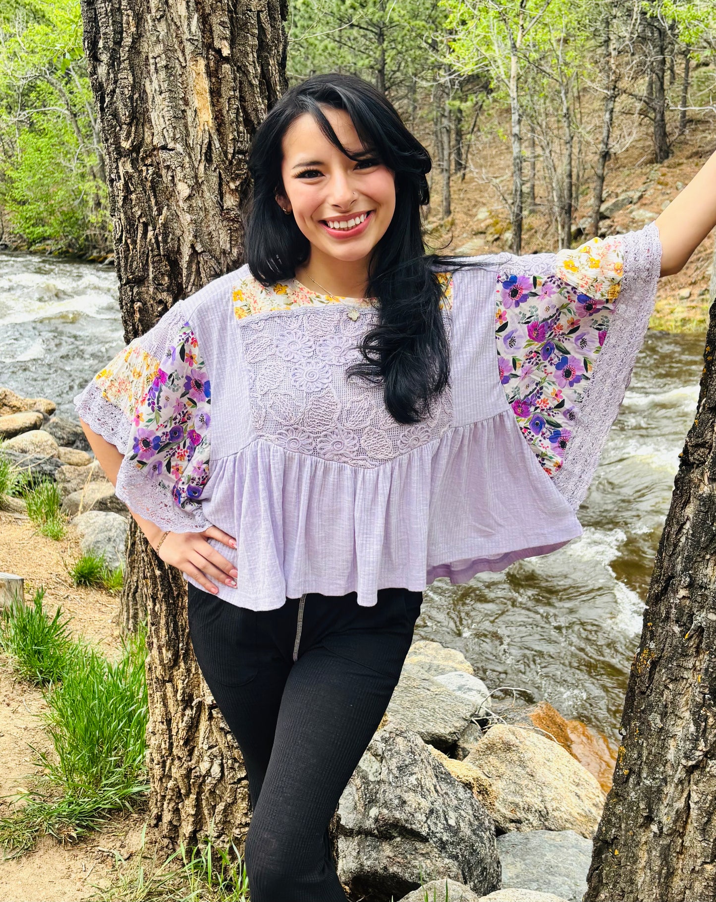 Relaxed Fit Short Sleeve Floral Top