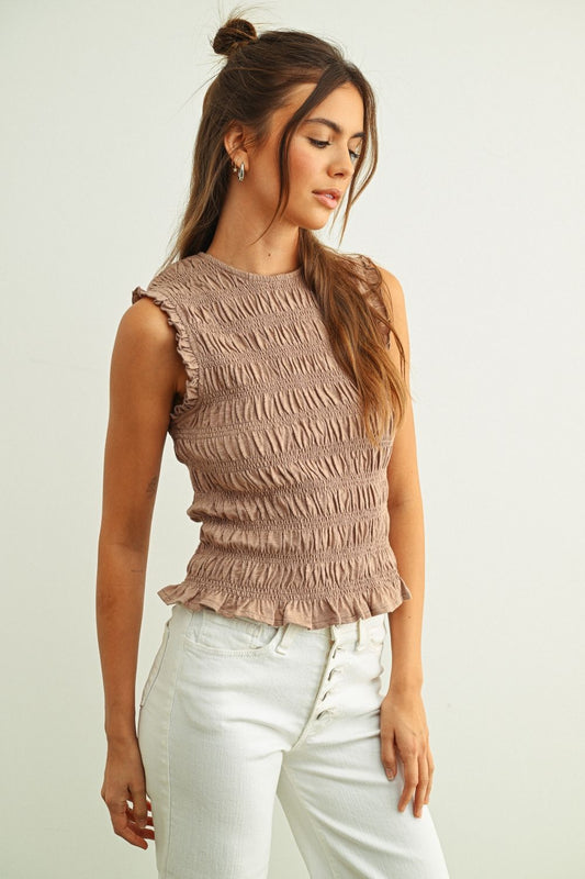 Sleeveless Smocked Top