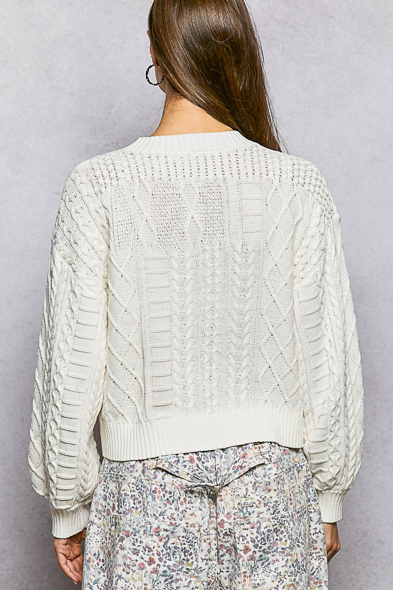 POL American Heart Cable Knit Sweater