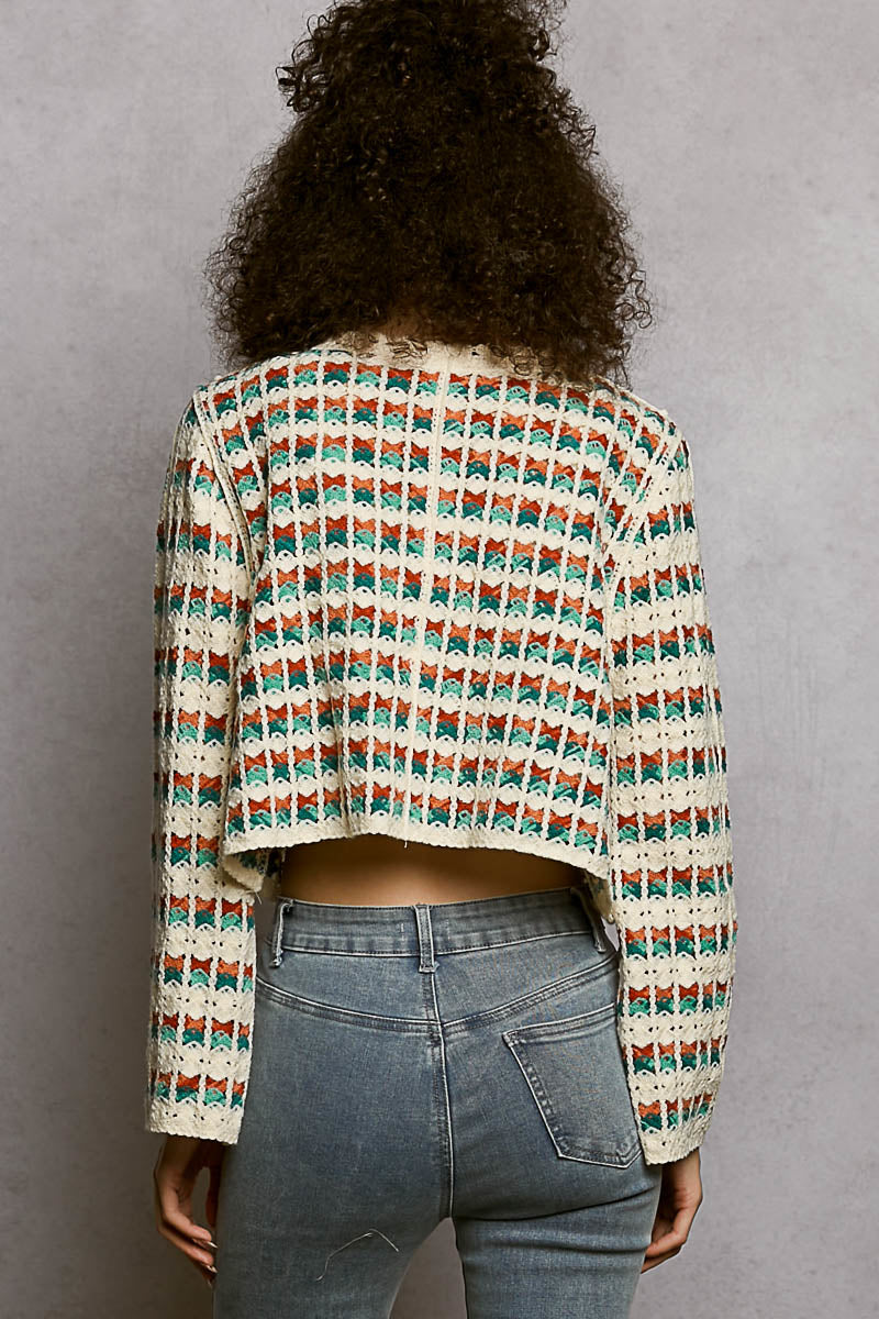 POL Scalloped Edge Crochet Cardigan