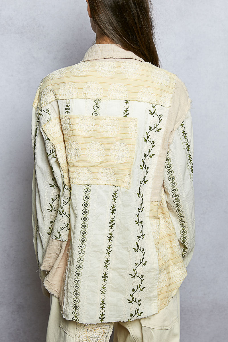 POL Embroidered Striped Classic Shirt