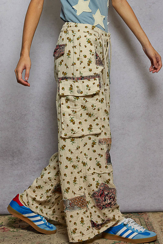 POL Floral Paisley Patch Pants