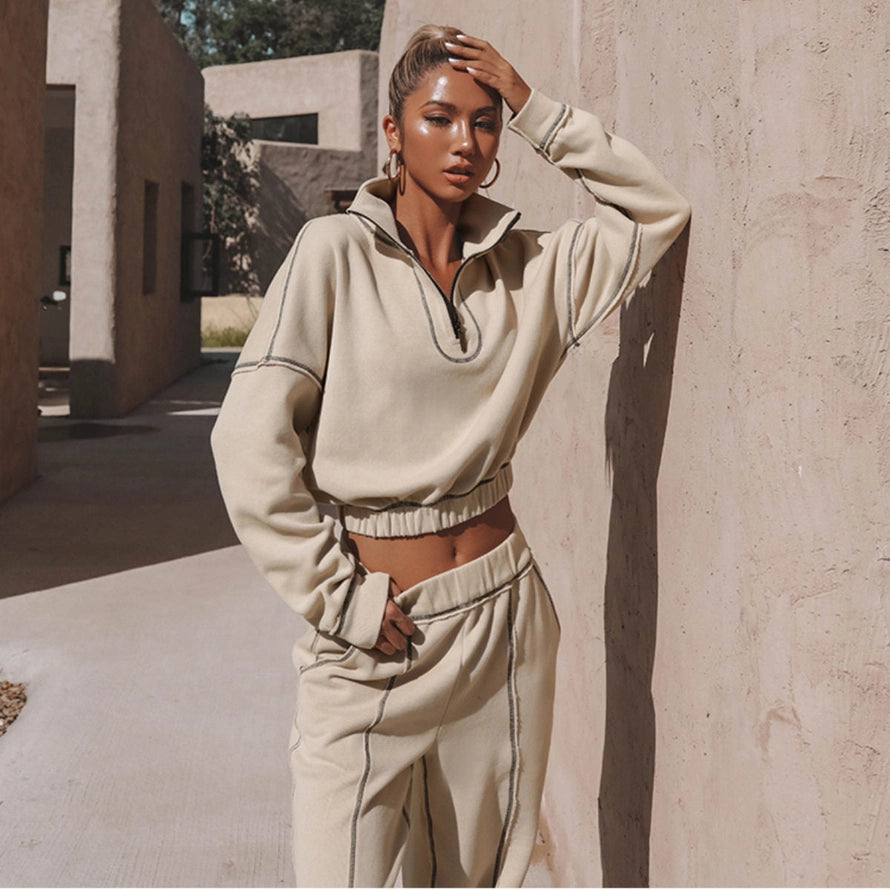 Contrast Stitch Athleisure Set