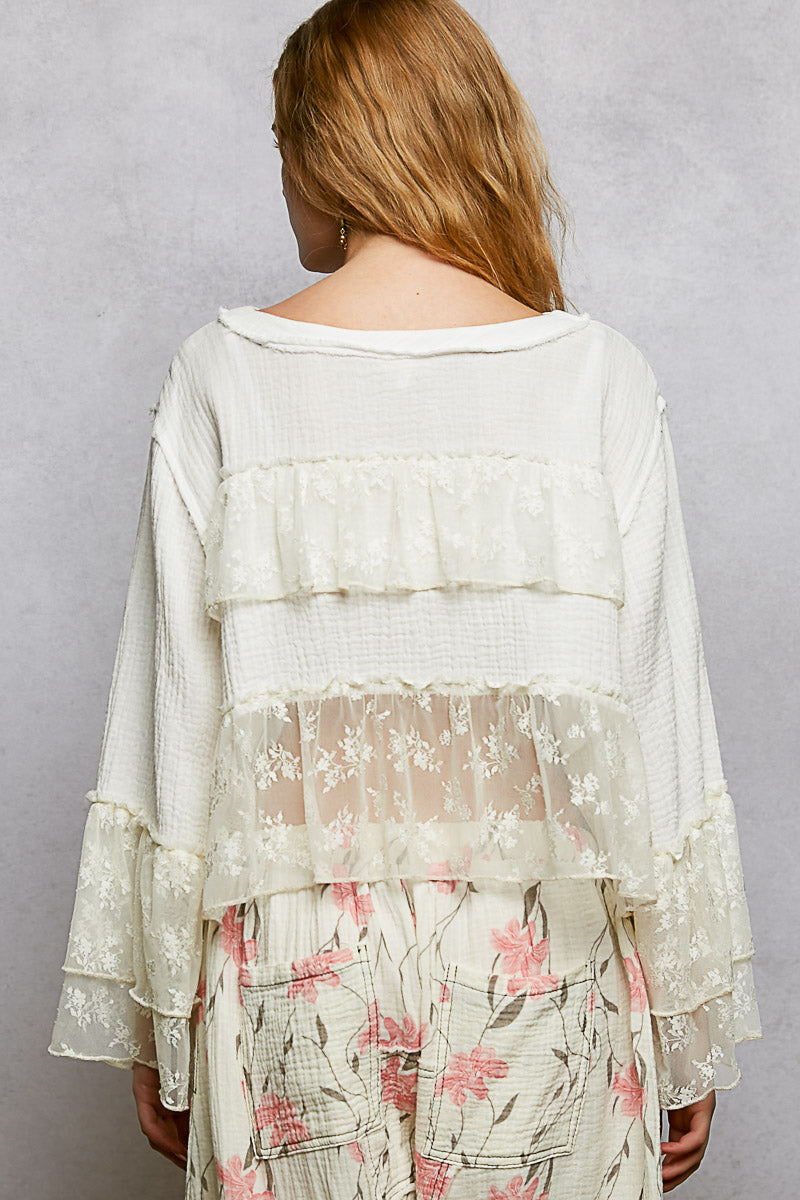 POL Lace Ruffle Top