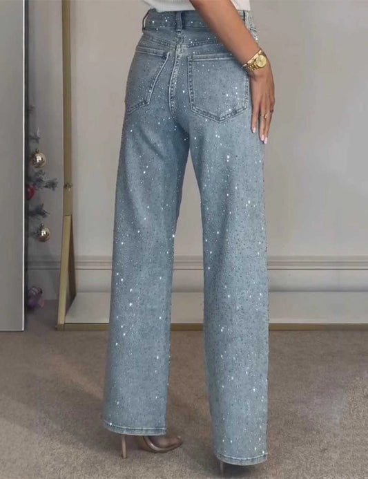 Rhinestone Denim Pants
