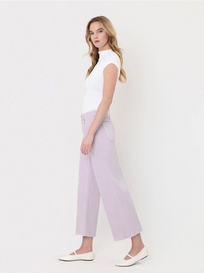 Lavender High Rise Wide Leg Crop
