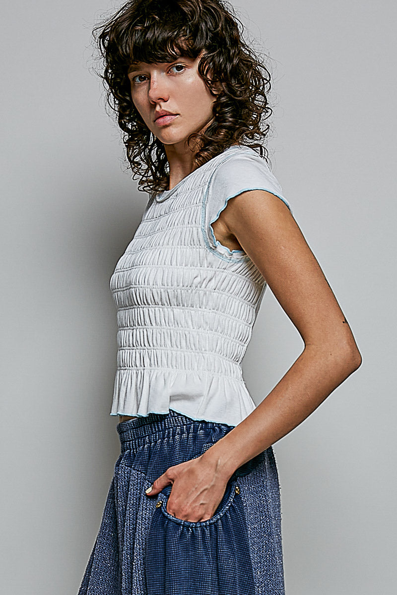 Smocked Knit Top