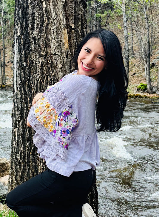 Relaxed Fit Short Sleeve Floral Top