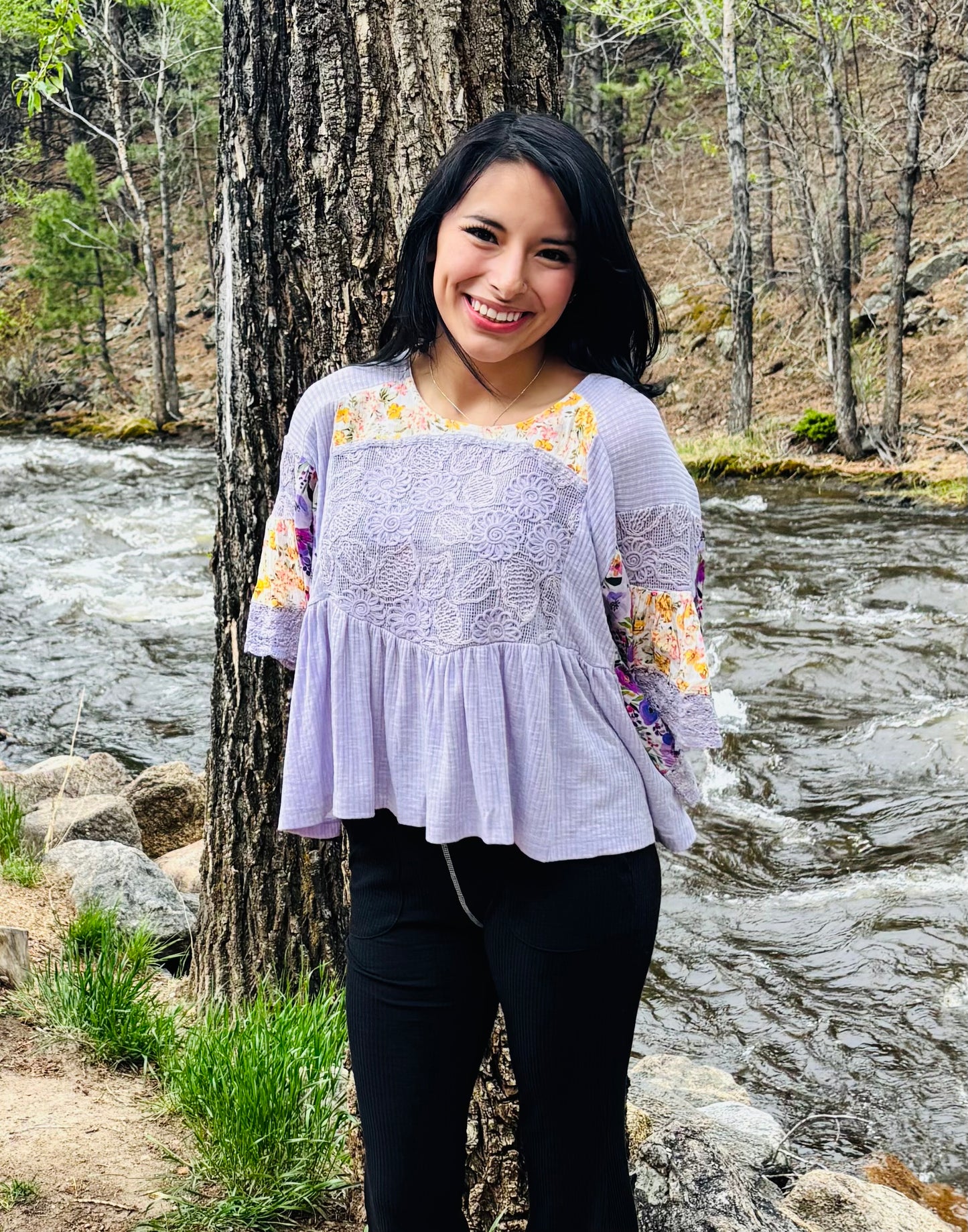 Relaxed Fit Short Sleeve Floral Top