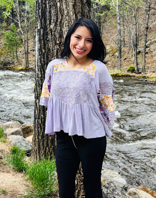 Relaxed Fit Short Sleeve Floral Top