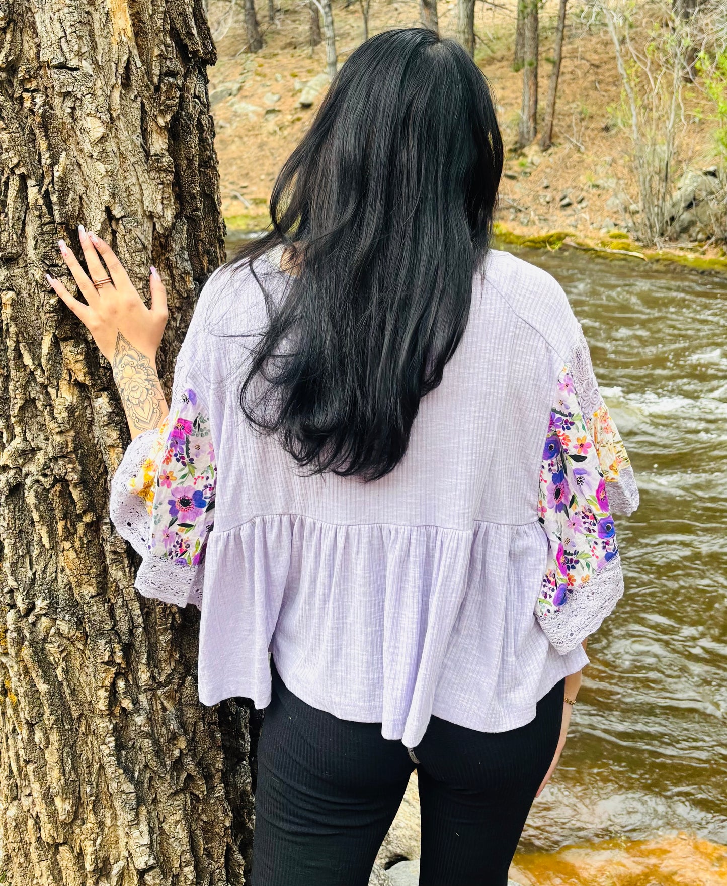 Relaxed Fit Short Sleeve Floral Top