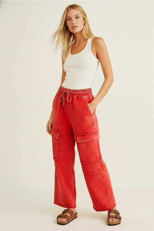Mineral Washed Terry Cargo Pants
