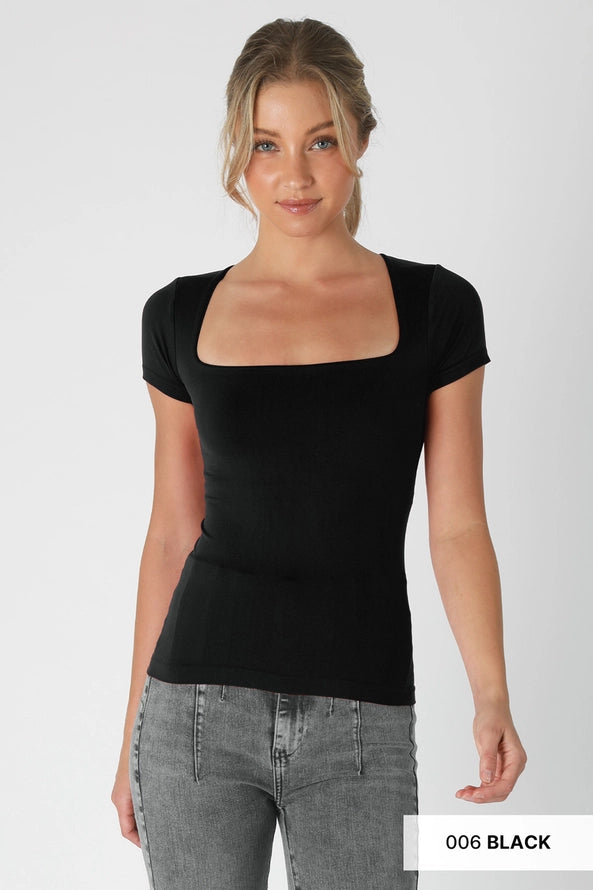 Square Neck Short Sleeve Top