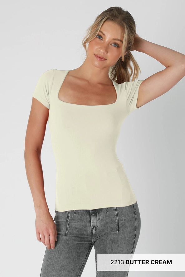 Square Neck Short Sleeve Top