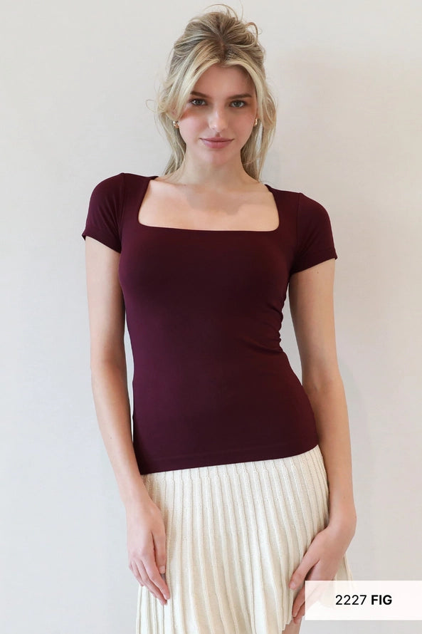 Square Neck Short Sleeve Top