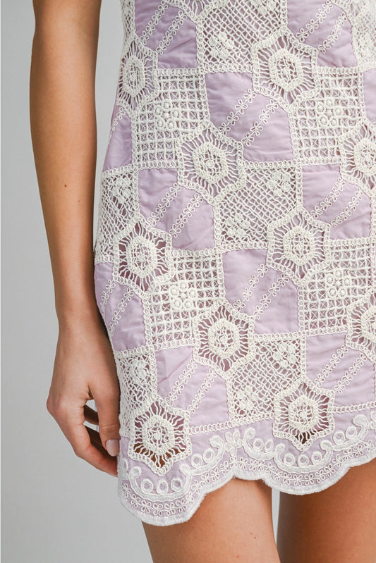 Lilac Crochet Lace Mini Dress