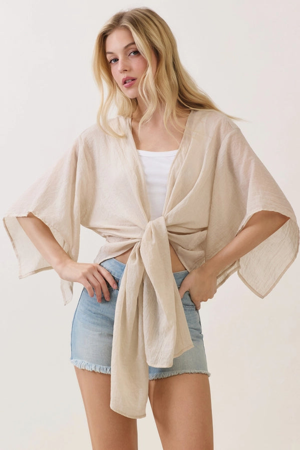 Linen Open-Front Cardigan