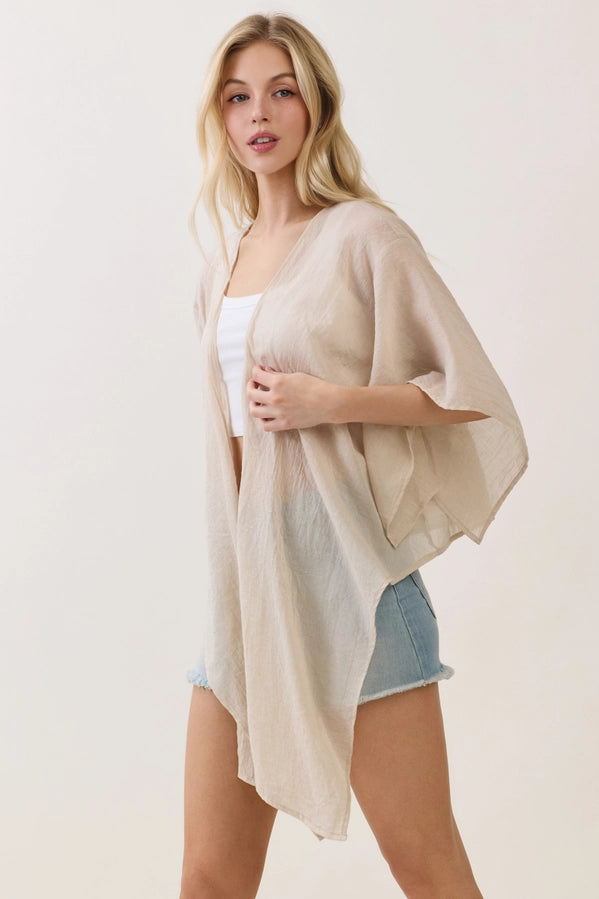 Linen Open-Front Cardigan