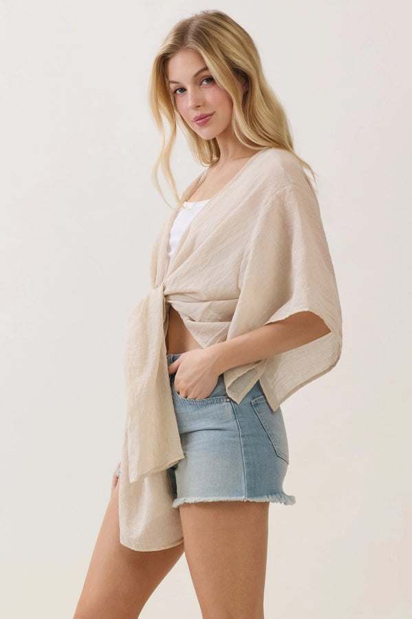Linen Open-Front Cardigan