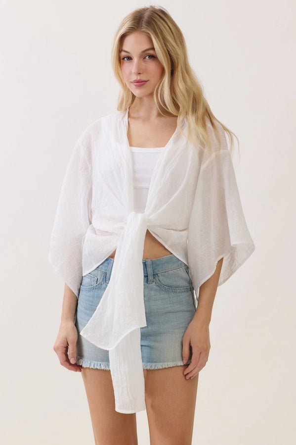 Linen Open-Front Cardigan