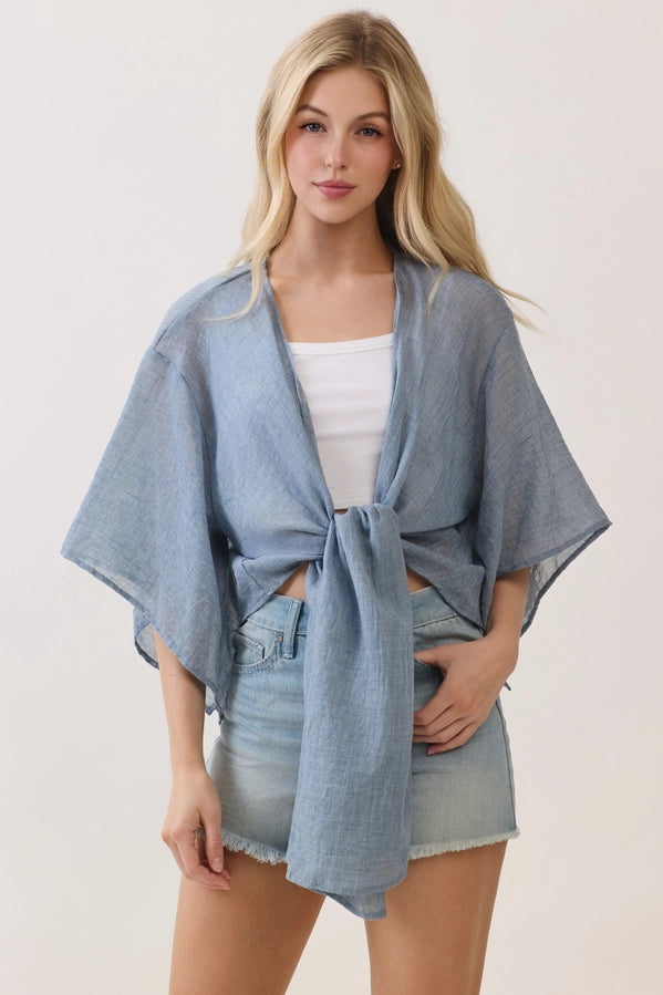 Linen Open-Front Cardigan