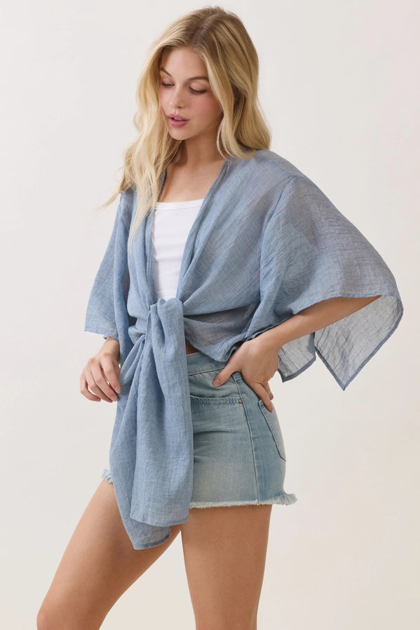 Linen Open-Front Cardigan