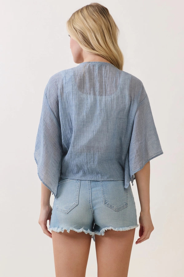 Linen Open-Front Cardigan