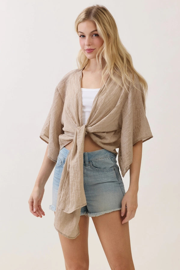 Linen Open-Front Cardigan