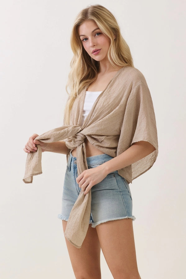 Linen Open-Front Cardigan