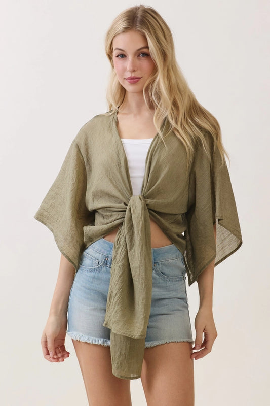 Linen Open-Front Cardigan