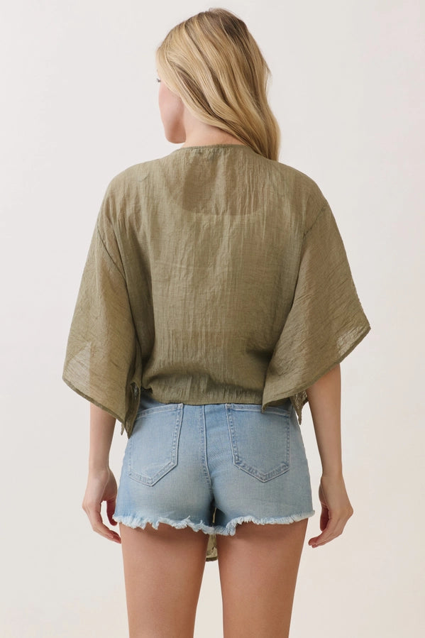 Linen Open-Front Cardigan