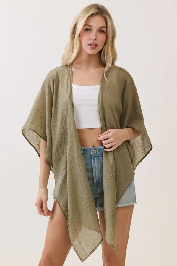Linen Open-Front Cardigan