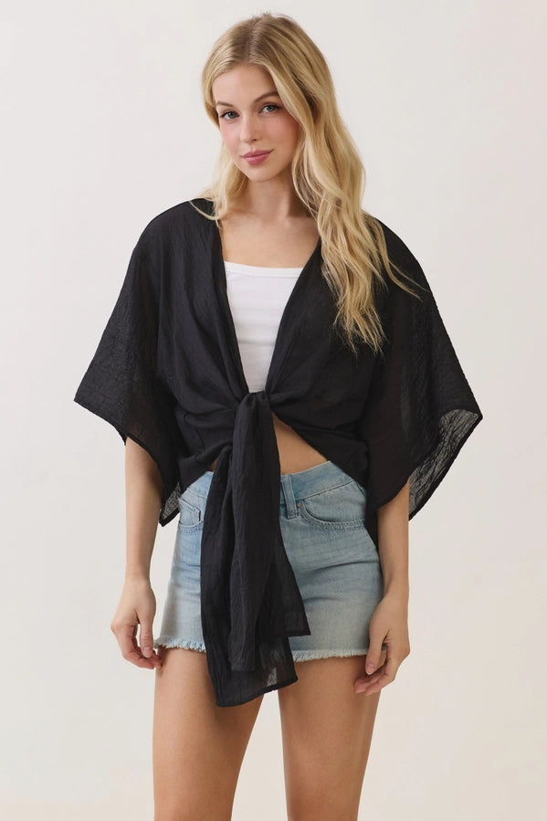 Linen Open-Front Cardigan