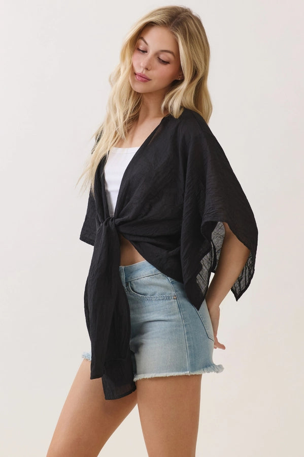 Linen Open-Front Cardigan