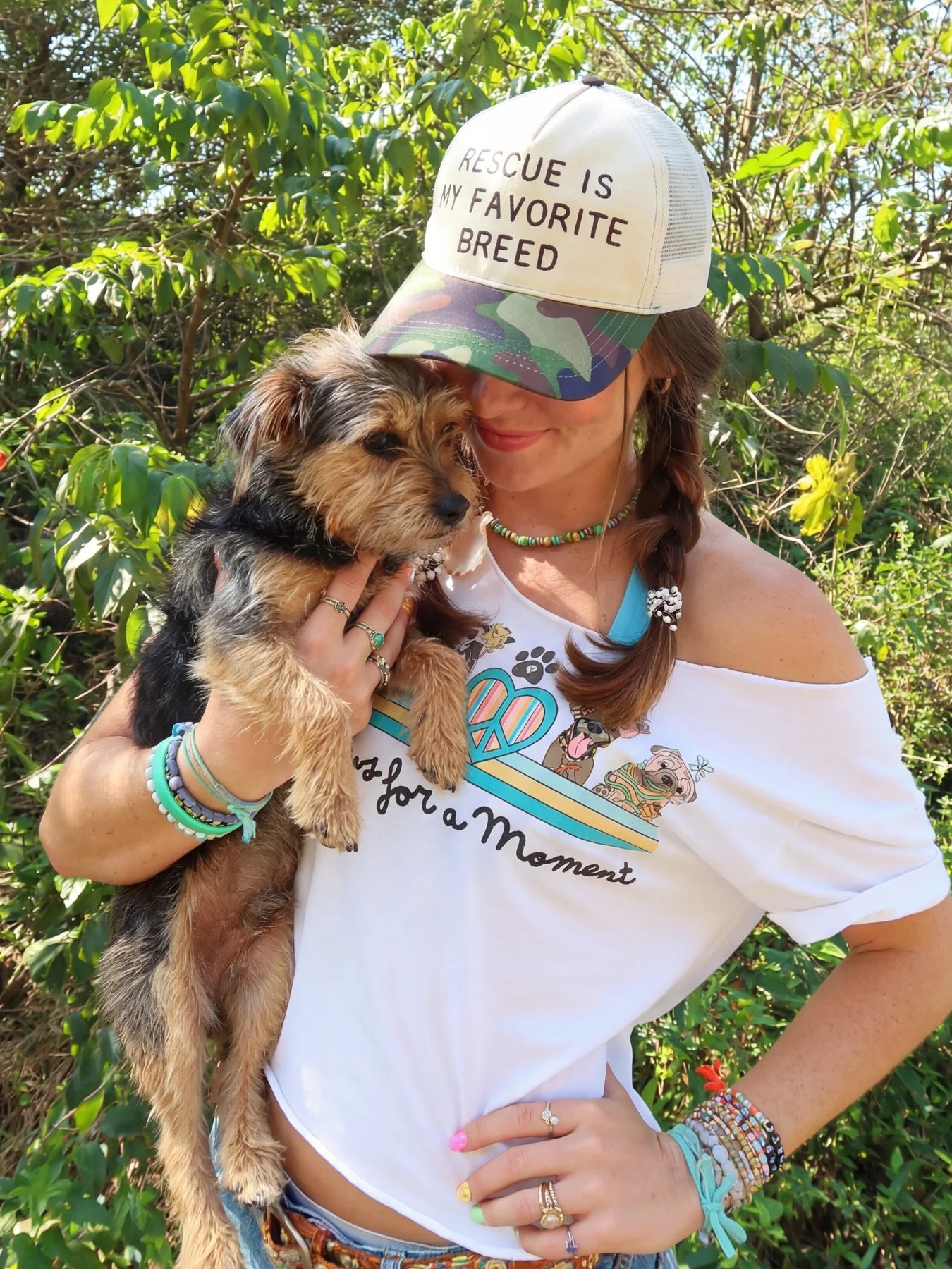 Embroidered Rescue Is My Favorite Breed Trucker Hat