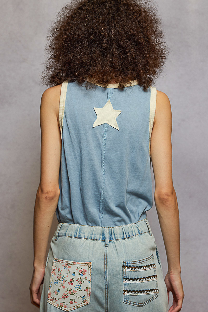 POL Vintage Washed Star Patch Tank