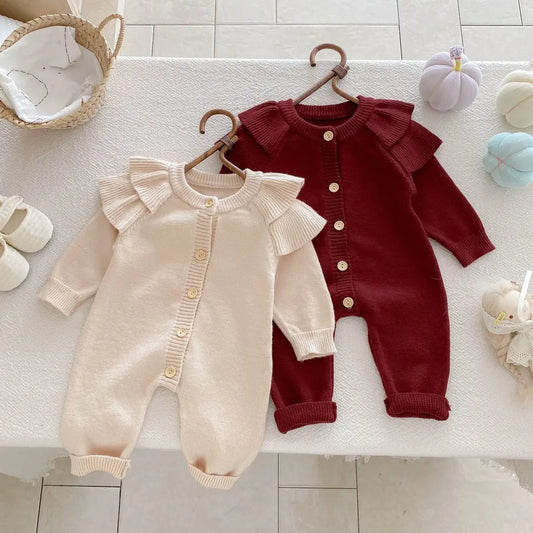 Baby Knitted Flutter Sleeve Romper