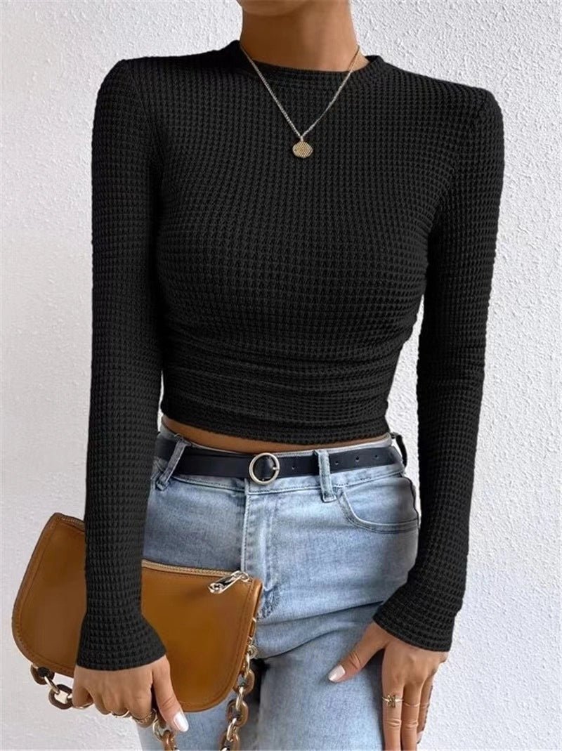 Waffle Fitted Long Sleeve Top