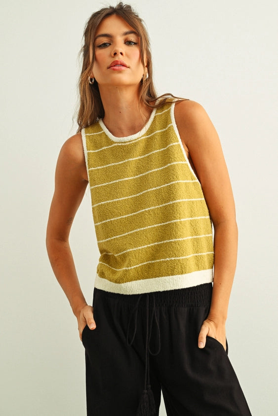 Wide Pinstriped Knitted Tank