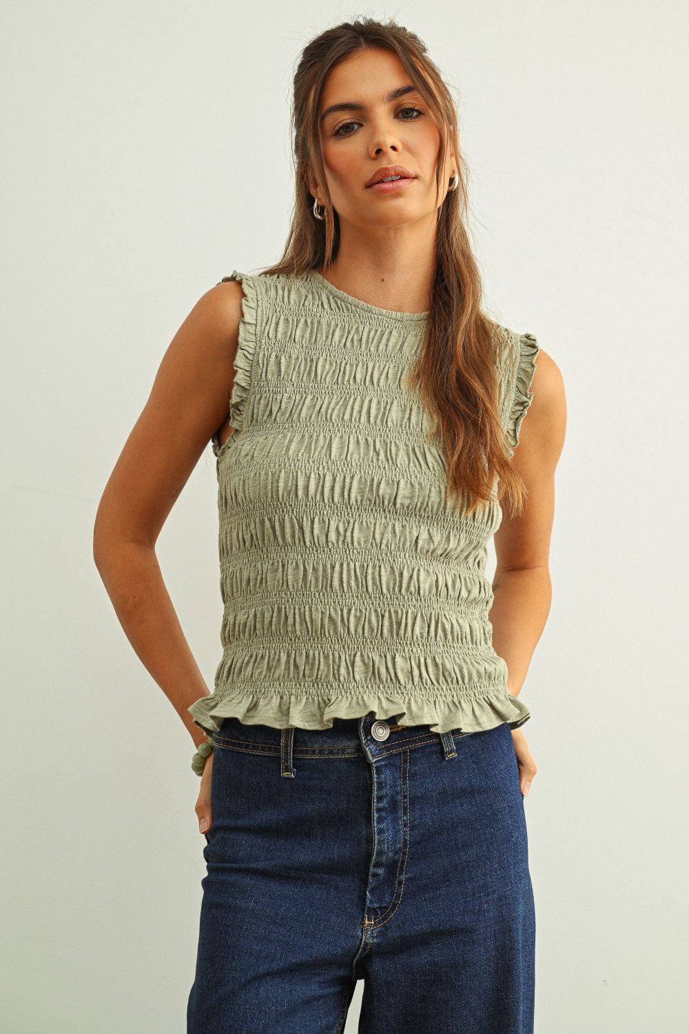 Sleeveless Smocked Top