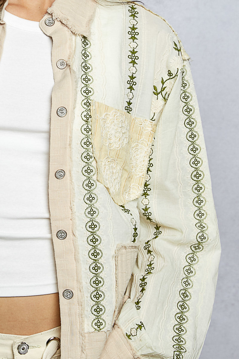 POL Embroidered Striped Classic Shirt