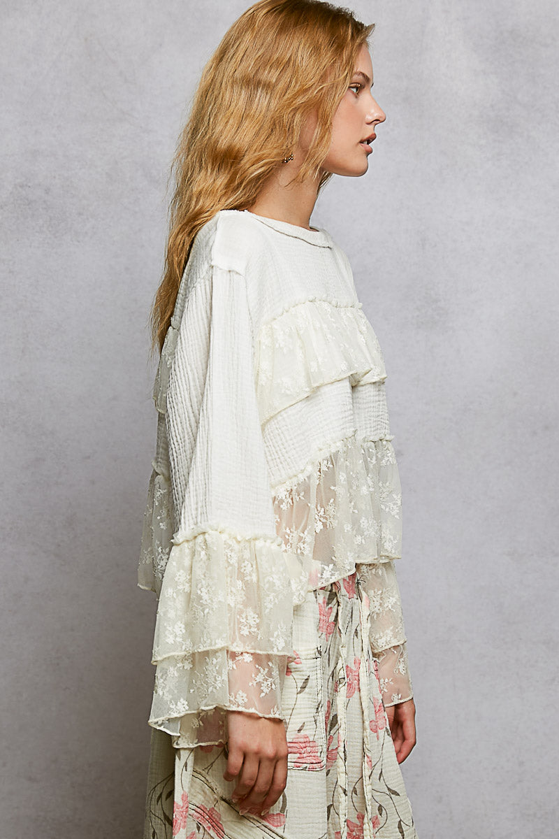 POL Lace Ruffle Top