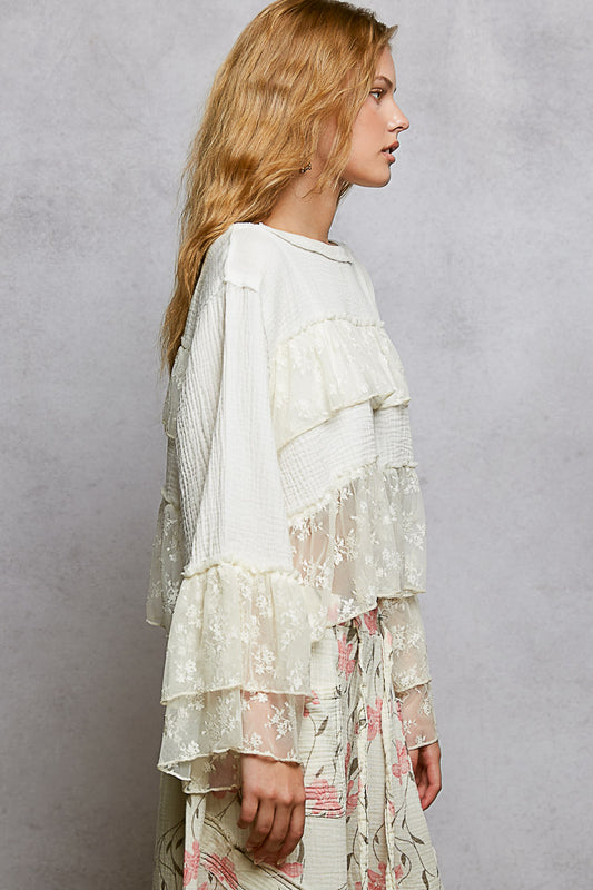 POL Lace Ruffle Top