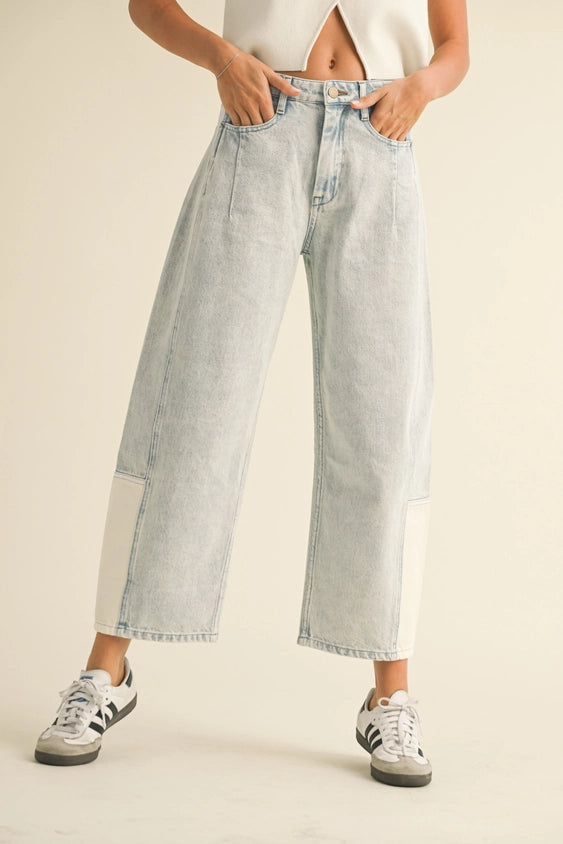 Combination Barrel Denim Pants