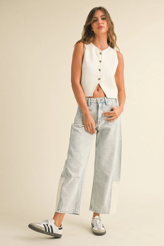 Combination Barrel Denim Pants