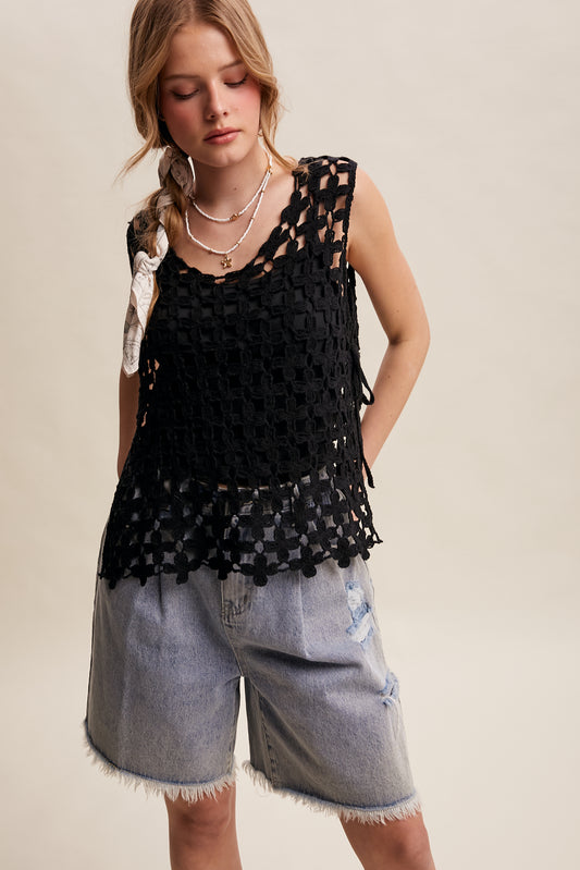 Flower Crochet Sleeveless Tank