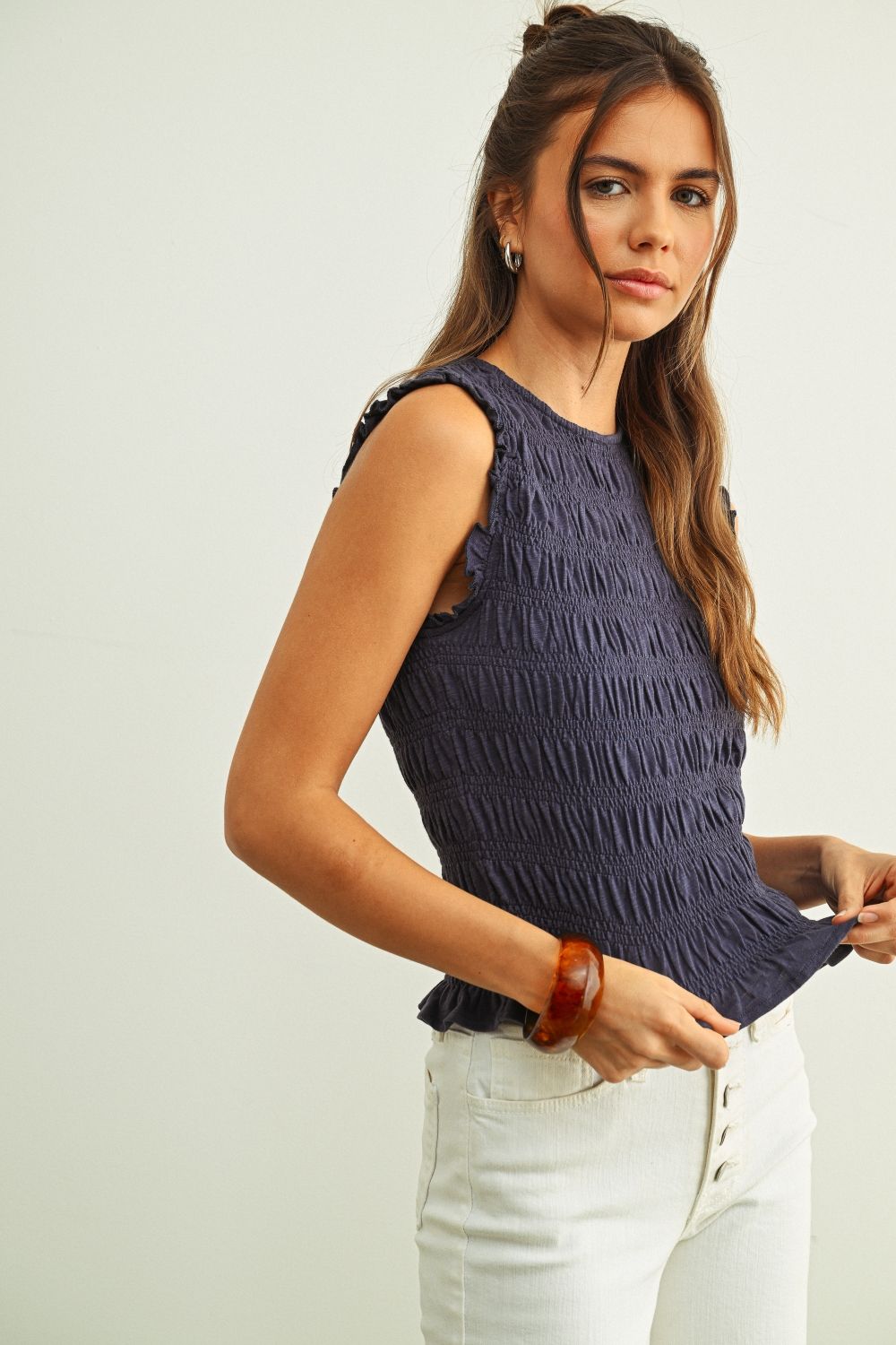 Sleeveless Smocked Top