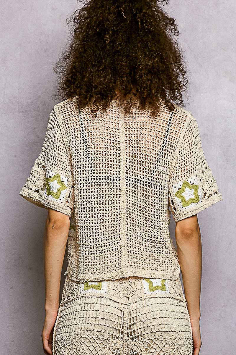 POL Short Sleeve Star Cardigan