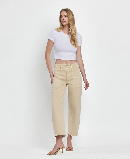 Flying Monkey Super High Rise Vintage Beige Barrel Jeans