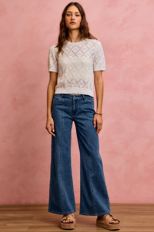 Seam Detail Mid Rise Stretch Jeans